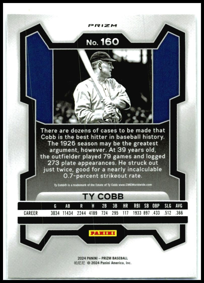 2024 Panini Prizm Silver Prizms #160 Ty Cobb Detroit Tigers