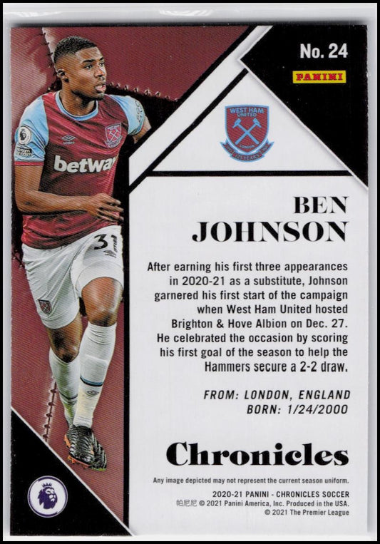 2020-21 Panini Chronicles #24 Ben Johnson Chronicles Premier League Purple Astro