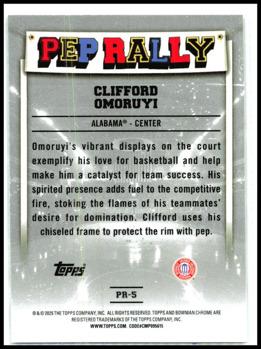 2024-25 Bowman University Chrome Pep Rally #PR-5 Clifford Omoruyi Crimson Tide