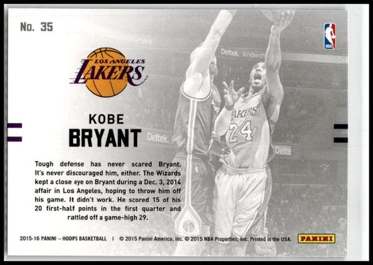 2015-16 Hoops Lights...Camera...Action! #35 Kobe Bryant Los Angeles Lakers