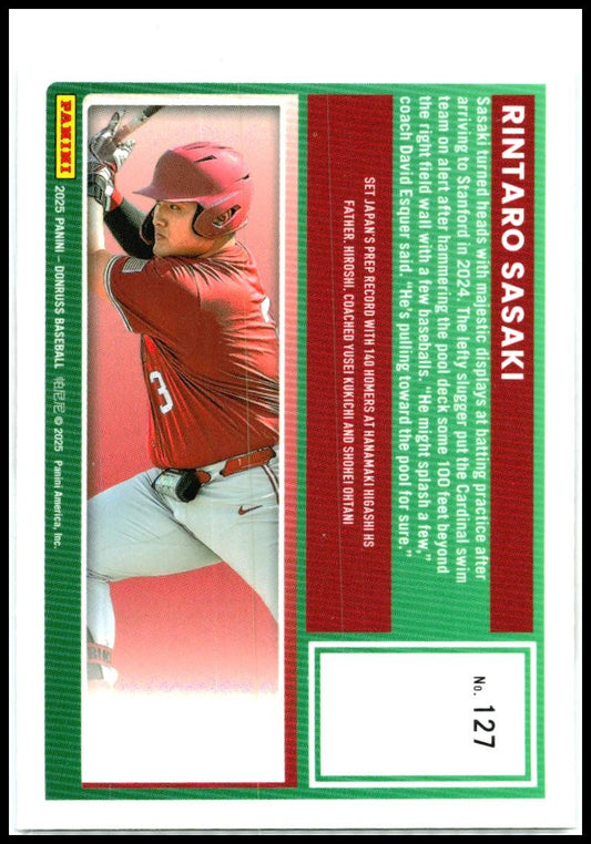 2025 Donruss Optic #127 Rintaro Sasaki Stanford Cardinal