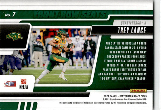 2021 Panini Contenders Draft Picks Front Row Seats #7 Trey Lance Dallas Cowboys