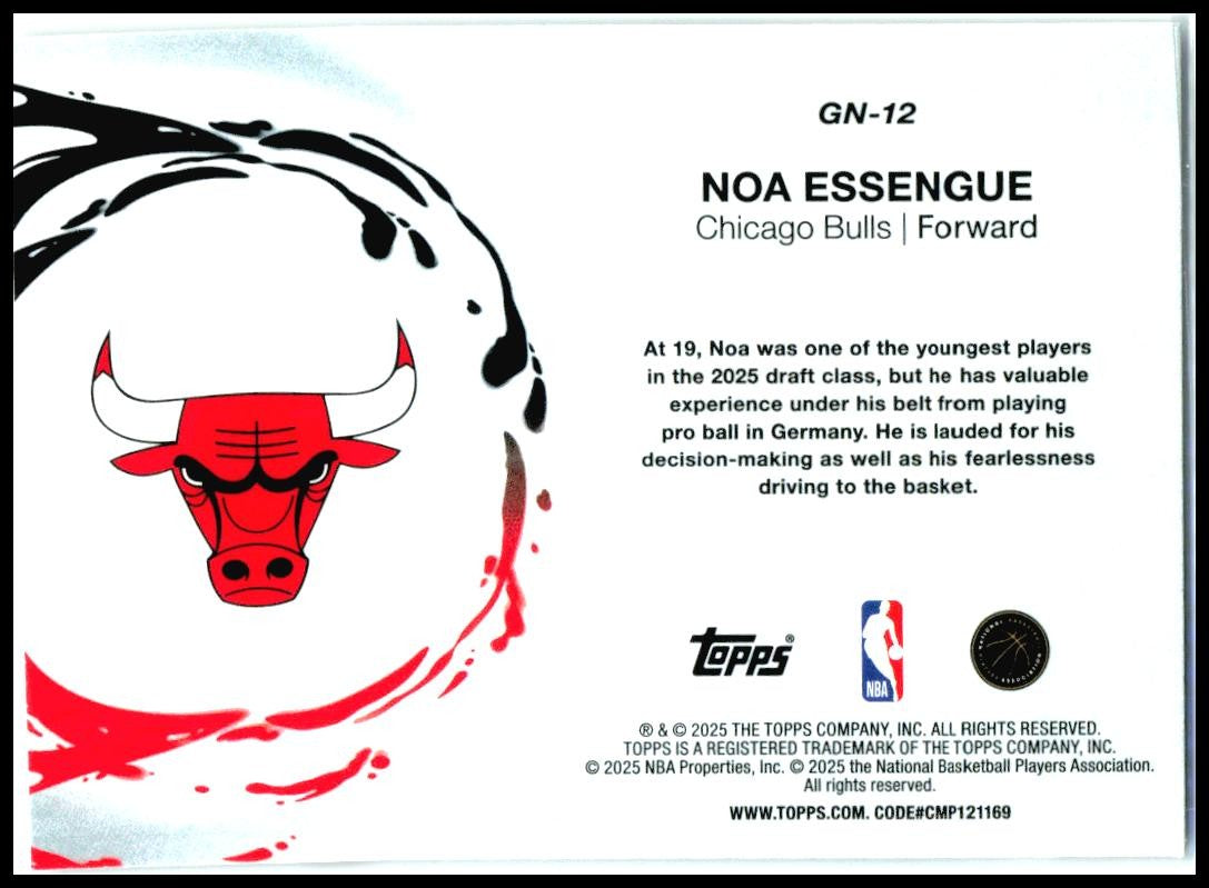 2025-26 Topps Generation Now #GN-12 Noa Essengue Chicago Bulls