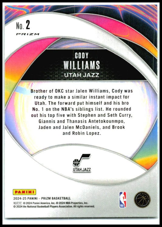 2024-25 Panini Prizm Instant Impact Prizms Green #2 Cody Williams Utah Jazz