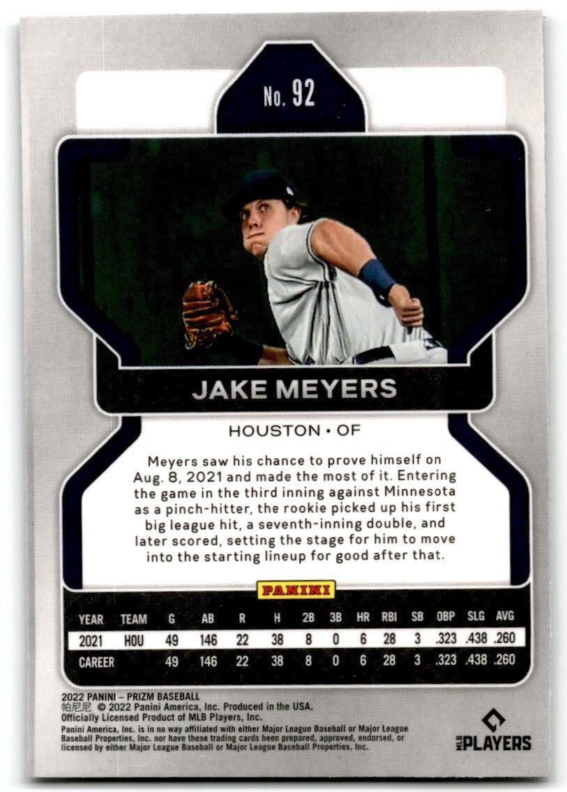 2022 Panini Prizm Jake Meyers Rookie Houston Astros #92