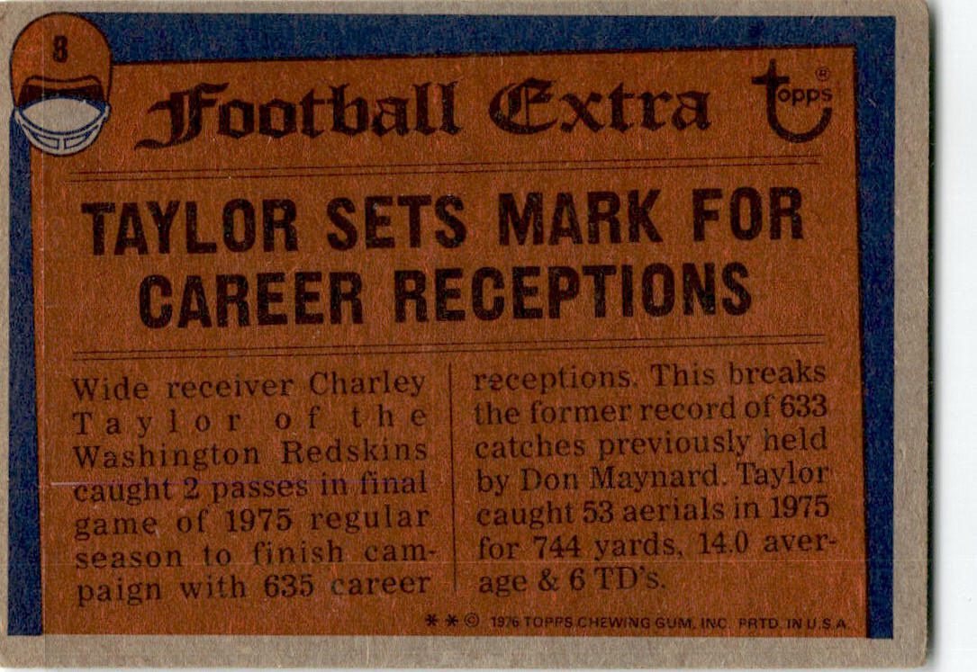 1976 Topps #8 Charley Taylor Washington Redskins
