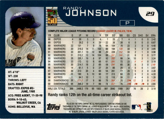 2001 Topps Opening Day #29 Randy Johnson Arizona Diamondbacks