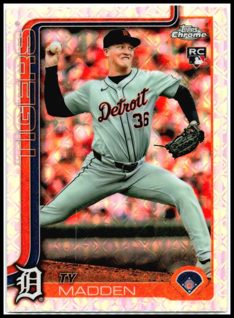 2025 Topps Chrome Logofractor #285 Ty Madden Rookie Detroit Tigers