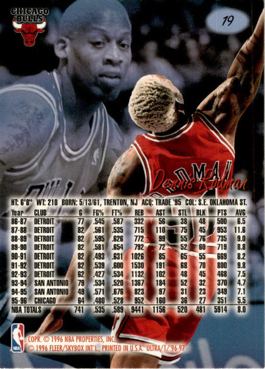 1996-97 Ultra #19 Dennis Rodman Chicago Bulls