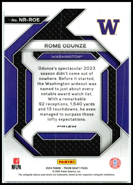 2024 Panini Prizm Draft Picks New Recruits Green #NR-ROE Rome Odunze Bear