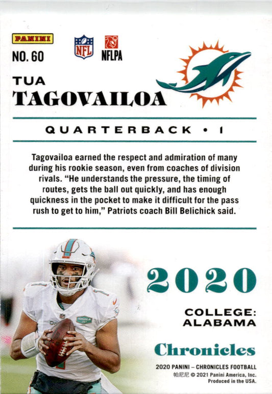 2020 Panini Chronicles #60 Tua Tagovailoa Rookie Miami Dolphins