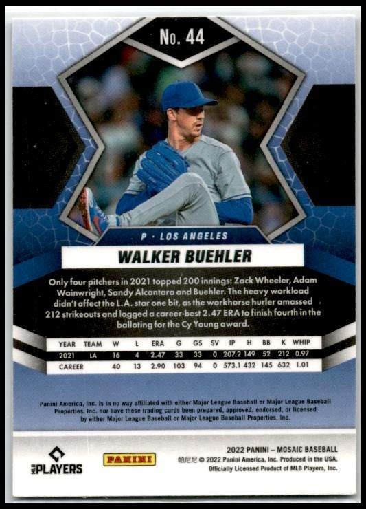2022 Panini Mosaic #44 Walker Buehler Los Angeles Dodgers