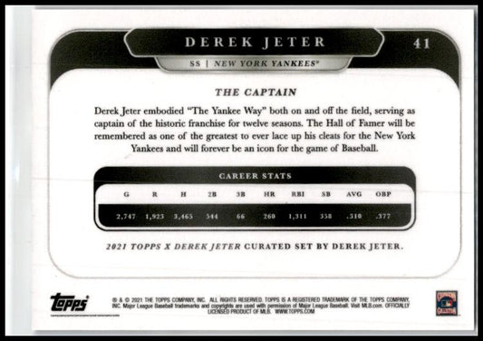 2021 Topps x Derek Jeter: Captain's Crew #41 Derek Jeter New York Yankees