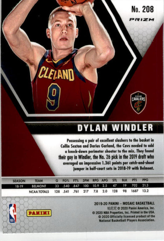 2019-20 Panini Mosaic Red Wave #208 Dylan Windler Cleveland Cavaliers
