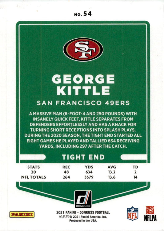 2021 Donruss #54 George Kittle San Francisco 49ers.