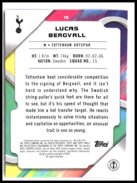 Lucas Bergvall #15 2024-25 Finest UEFA Club Competitions Rookie RC