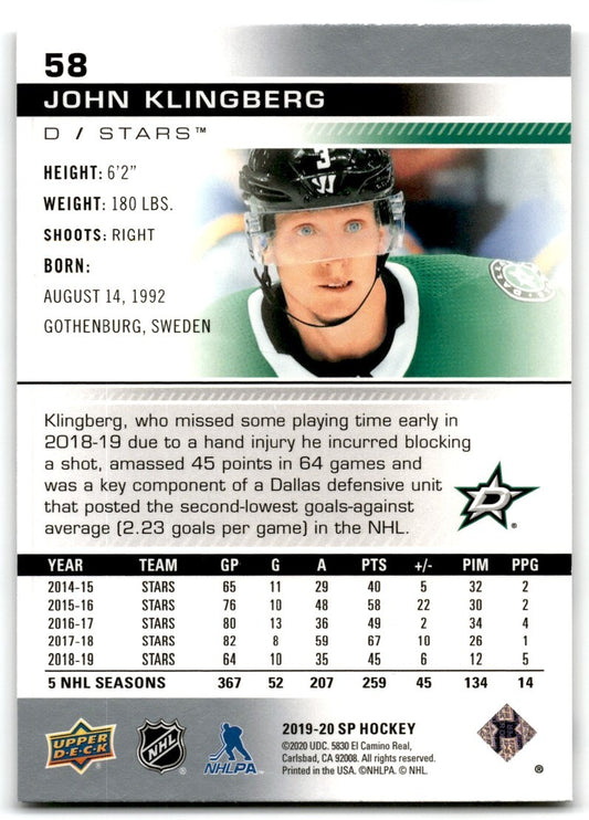 2019-20 SP John Klingberg Dallas Stars #58
