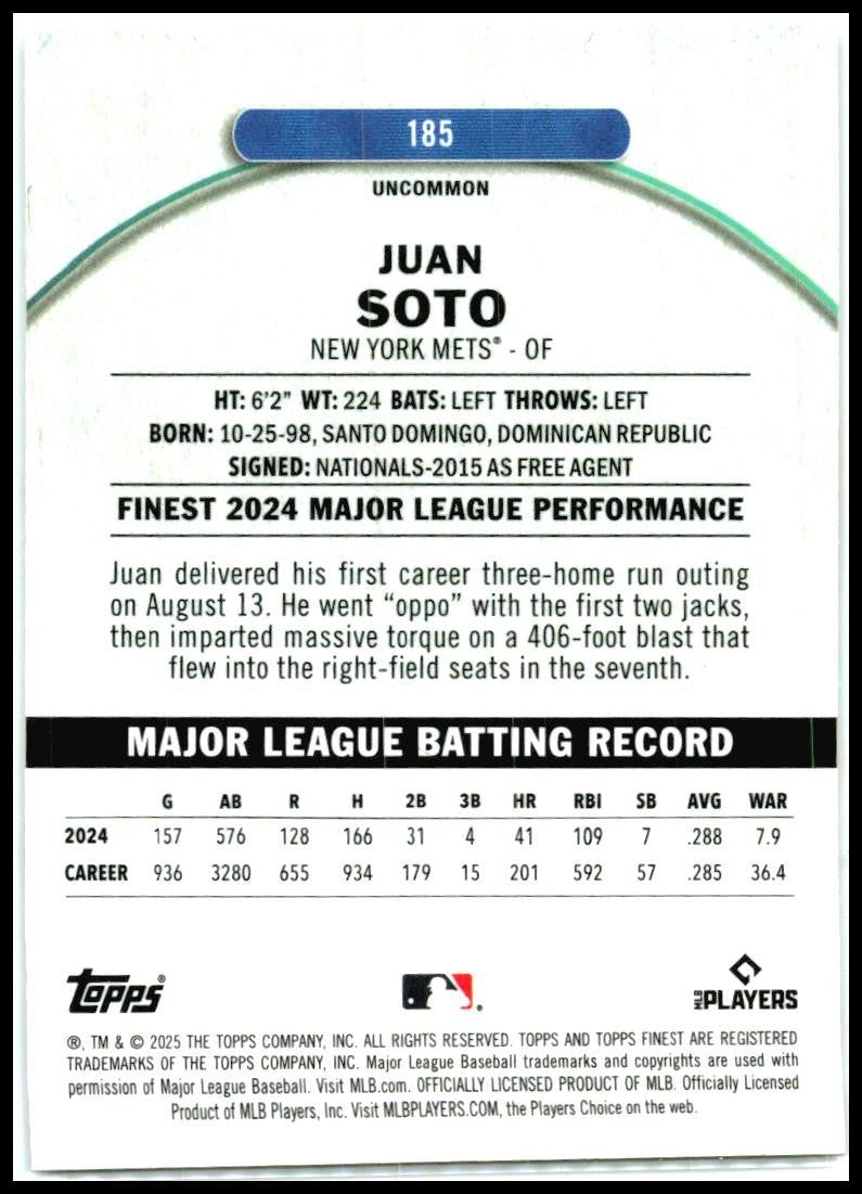2025 Topps Finest #185 Juan Soto Mets