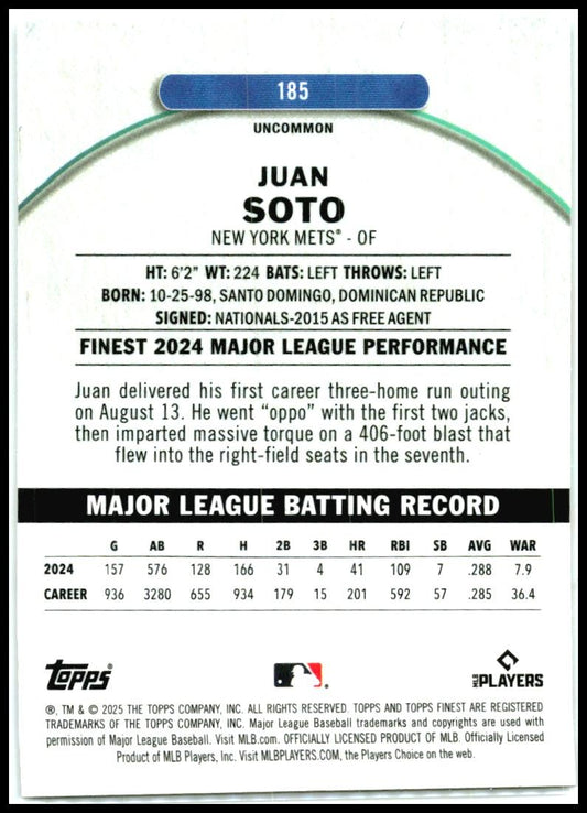 2025 Topps Finest #185 Juan Soto Mets