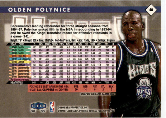 1998 Fleer Tradition #48 Olden Polynice Sacramento Kings