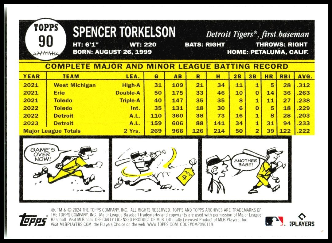 2024 Topps Archives #90 Spencer Torkelson Detroit Tigers