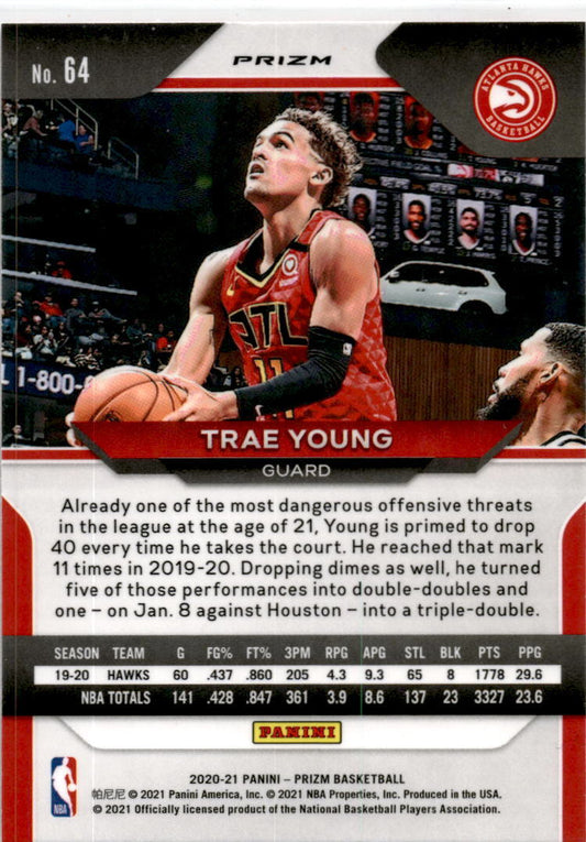 2020-21 Panini Prizm Pink Ice Prizms #64 Trae Young Atlanta Hawks