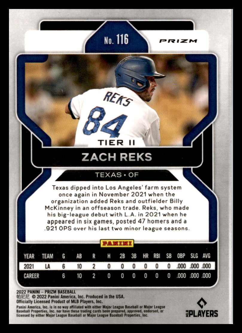 2022 Panini Prizm Red/White/Blue #116 Zach Reks