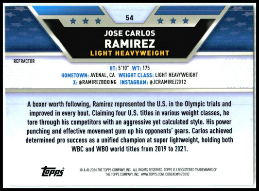 2024 Topps Chrome Boxing Refractor #54 Jose Carlos Ramirez