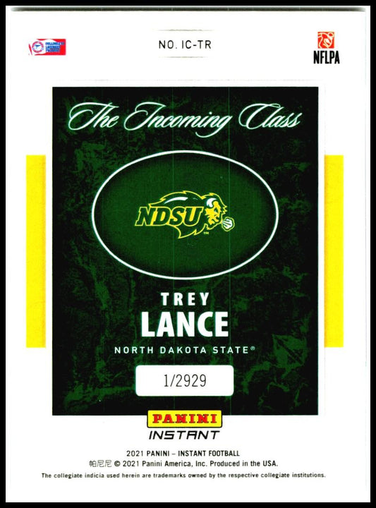 2021 Panini Instant The Incoming Class #IC-TR Trey Lance Chargers