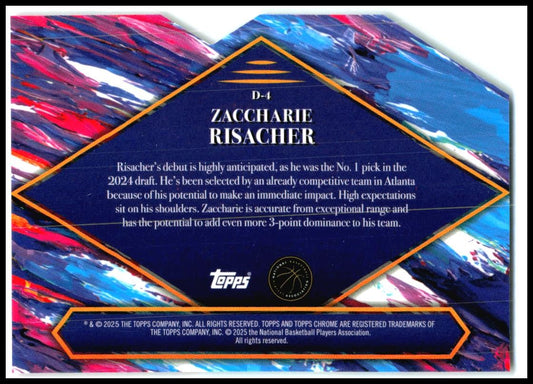 2024-25 Topps Finest Debut #D-4 Zaccharie Risacher Hawks