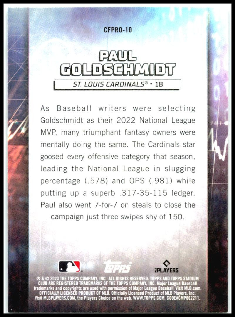 2023 Stadium Club Chief Fantasy Professionals #CFPRO-10 Paul Goldschmidt