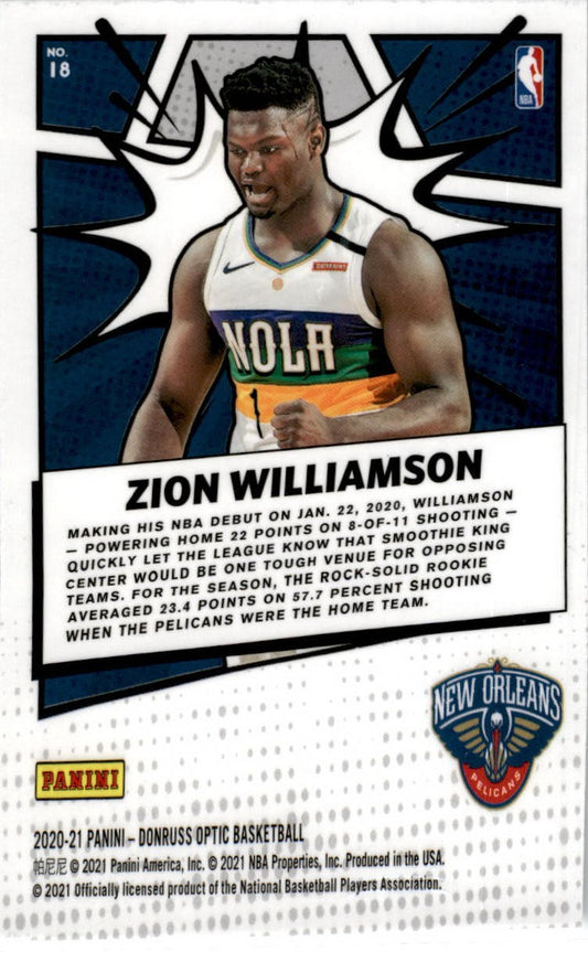 2020 Donruss Optic My House! #18 Zion Williamson New Orleans Pelicans