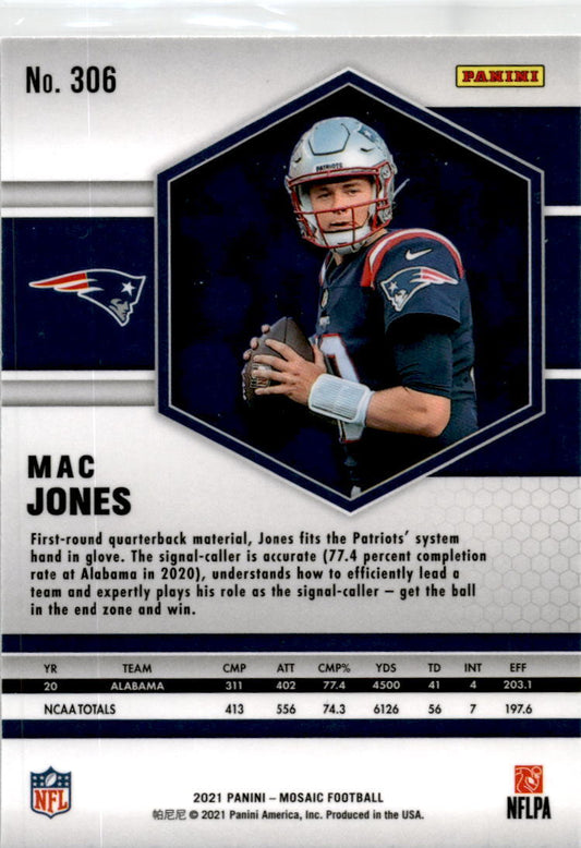2021 Panini Mosaic #306 Mac Jones Rookie New England Patriots