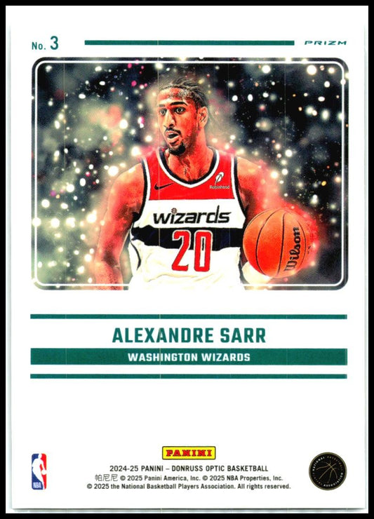 2024-25 Donruss Optic Mythical #3 Alexandre Sarr Washington Wizards