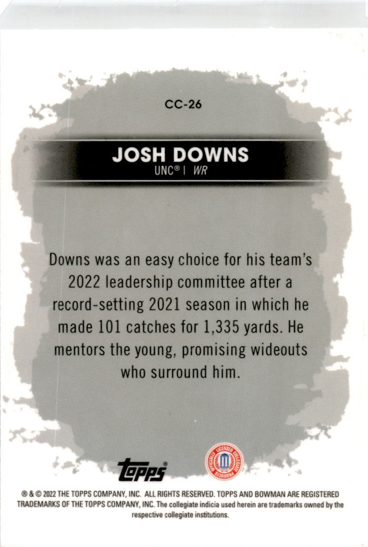 2022-23 Bowman's Best University Campus Captains #CC-26 Josh Downs Tar Heels
