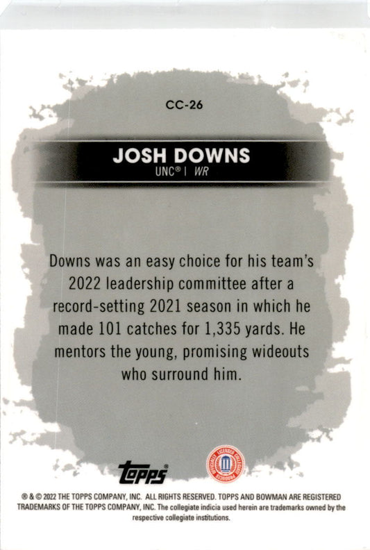 2022-23 Bowman's Best University Campus Captains #CC-26 Josh Downs Tar Heels