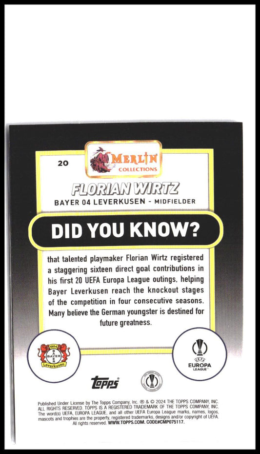 Florian Wirtz #20 2023-24 Merlin UEFA Club Competitions