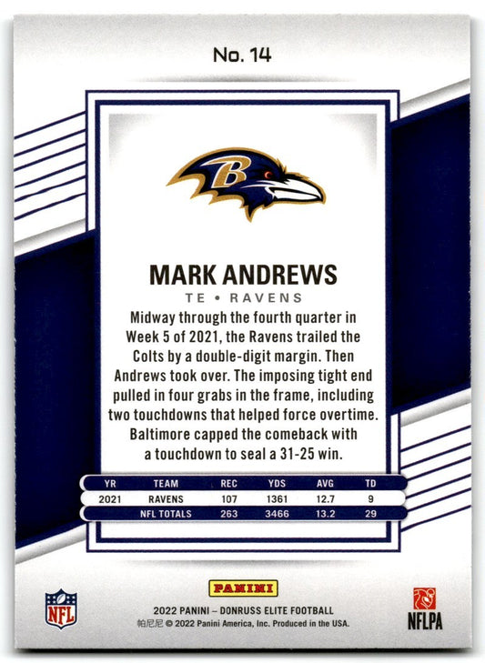 2021 Panini Rookies & Stars Mark Andrews Baltimore Ravens #14