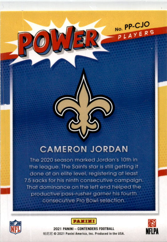 2021 Panini Contenders Power Players #PP-CJO Cameron Jordan New Orleans Saints