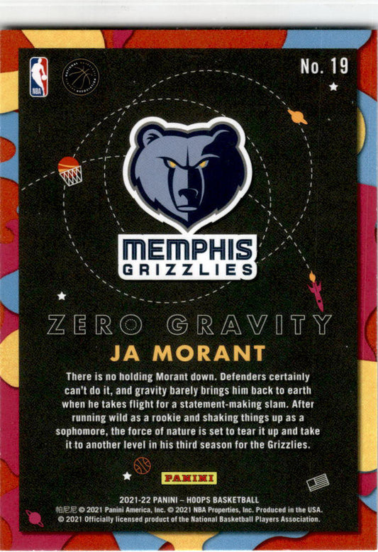 2021-22 Hoops #Zero Gravity 19 Ja Morant Memphis Grizzlies