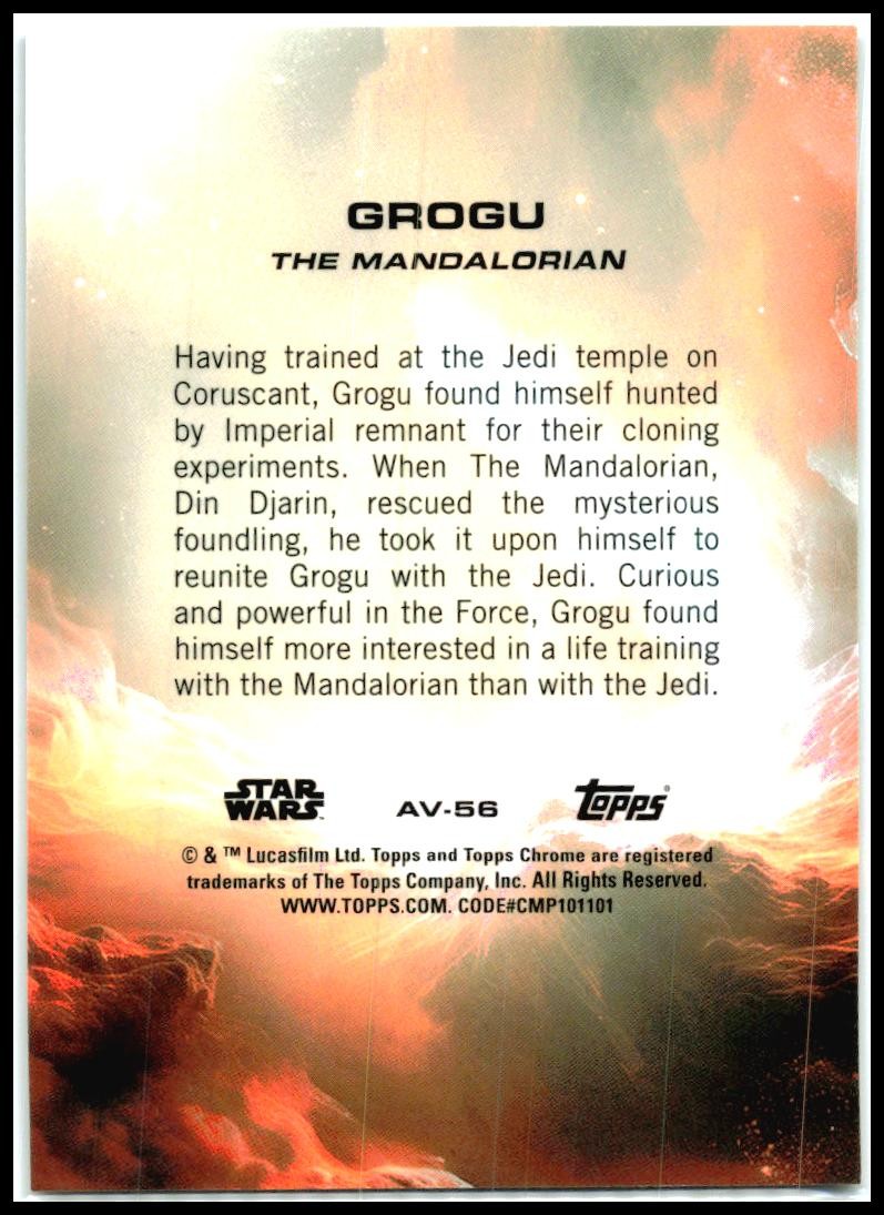 2025 Topps Chrome Star Wars Mustafar Black Refractor #AV-56 Grogu /10