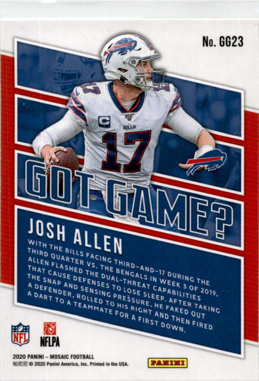 2020 Panini Mosaic Got Game #GG23 Josh Allen Buffalo Bills.