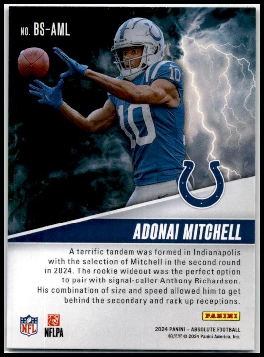2024 Panini Absolute By Storm #BS-AML Adonai Mitchell Indianapolis Colts