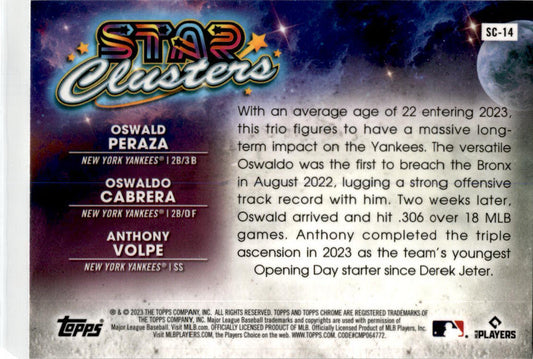 2023 Topps Chrome Cosmic Star Clusters #SC-14 Peraza / Cabrera / Volpe New York