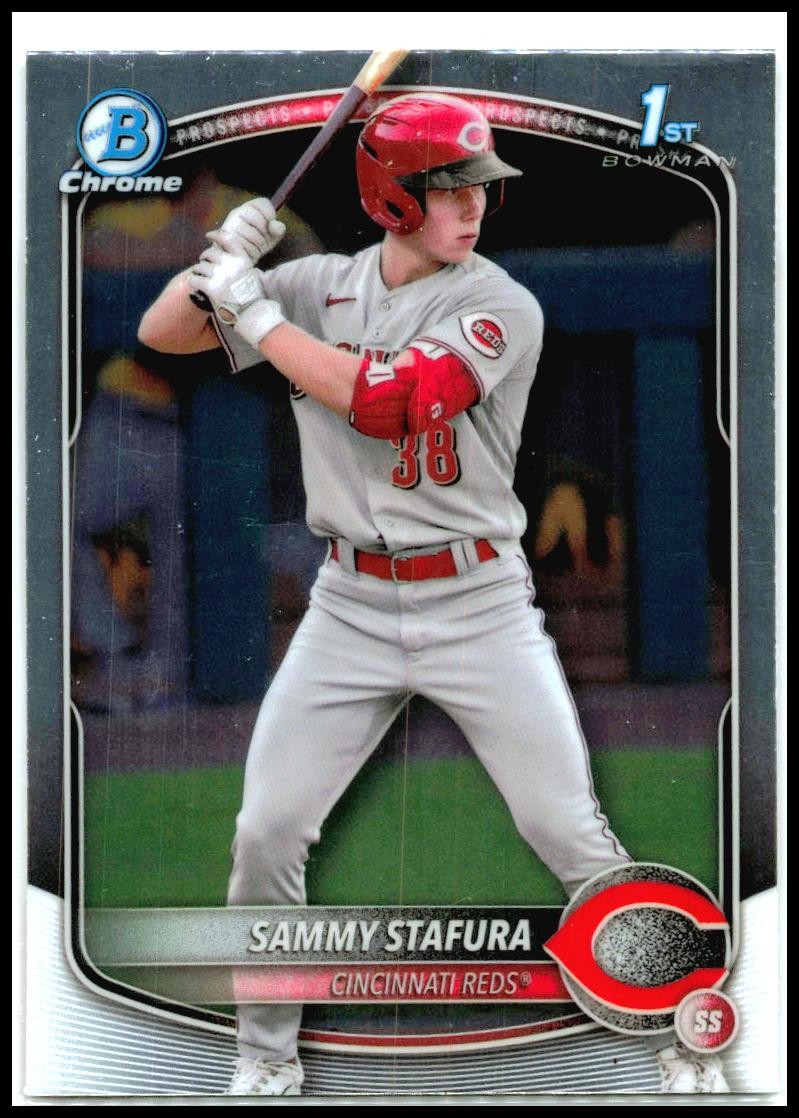 2025 Bowman Chrome #BP-100 Sammy Stafura Cincinnati Reds