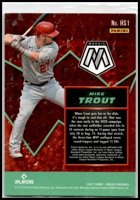 2021 Panini Mosaic Hot Sauce #HS1 Mike Trout Los Angeles Angels