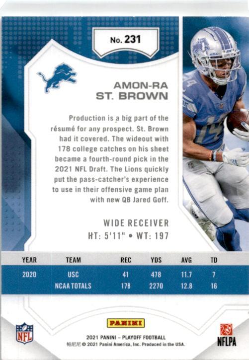 2021 Panini Playoff #231 Amon-Ra St. Brown Rookie Detroit Lions