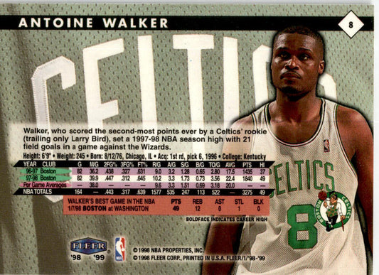 1998 Fleer Tradition #8 Antoine Walker Boston Celtics