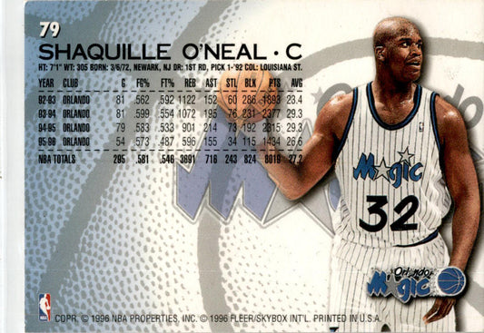 1996 Fleer #79 Shaquille O'Neal Orlando Magic