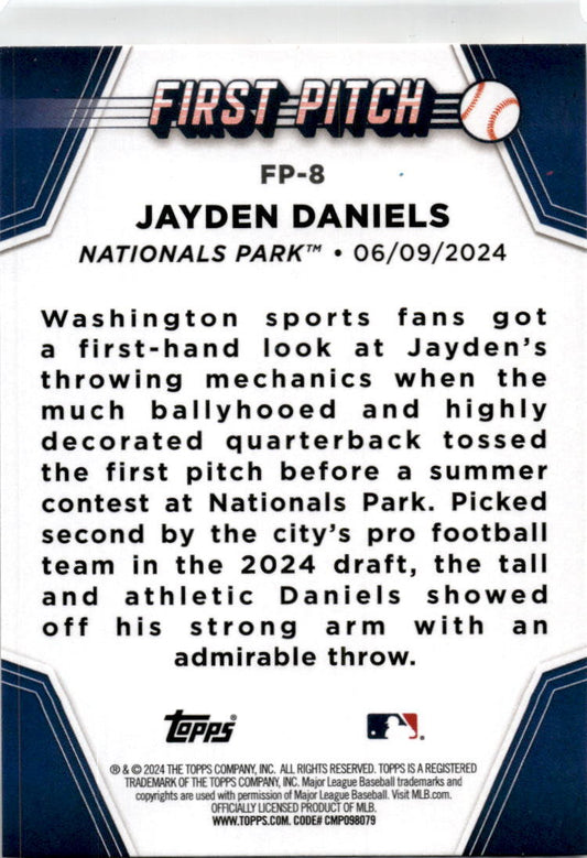 2024 Topps Update First Pitch #FP Jayden Daniels Commanders